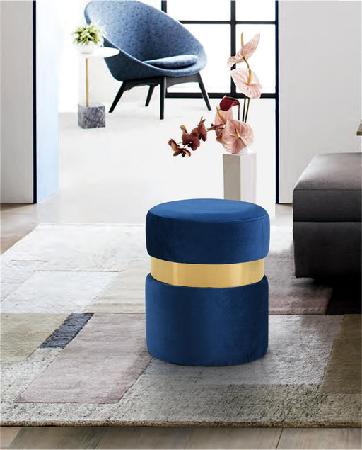 Hailey Navy Velvet Ottoman/Stool - Furniture Stars (Chicago, IL)