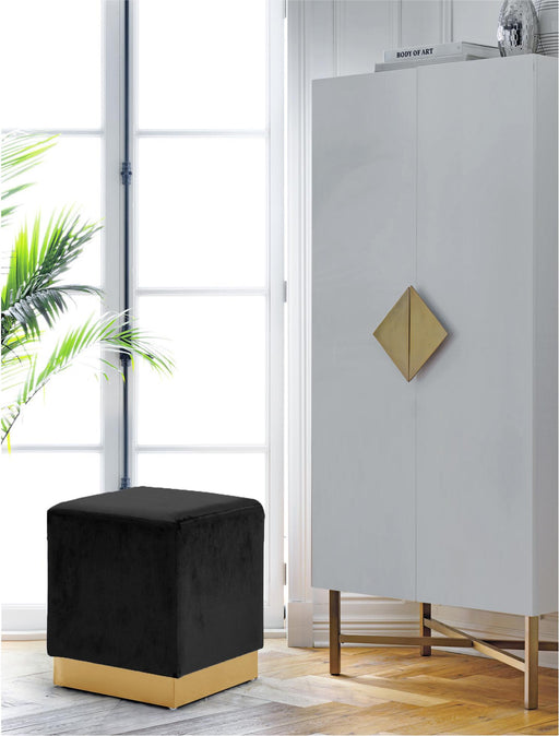 Jax Black Velvet Ottoman/Stool - Furniture Stars (Chicago, IL)