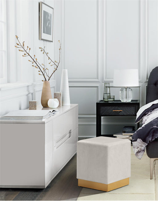 Jax Cream Velvet Ottoman/Stool - Furniture Stars (Chicago, IL)