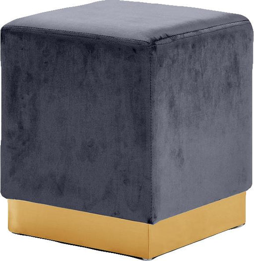 Jax Grey Velvet Ottoman/Stool - Furniture Stars (Chicago, IL)