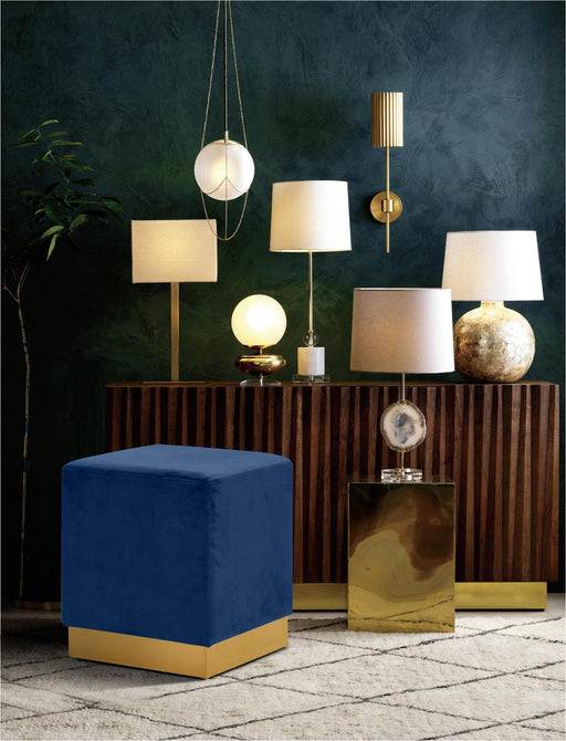 Jax Navy Velvet Ottoman/Stool - Furniture Stars (Chicago, IL)