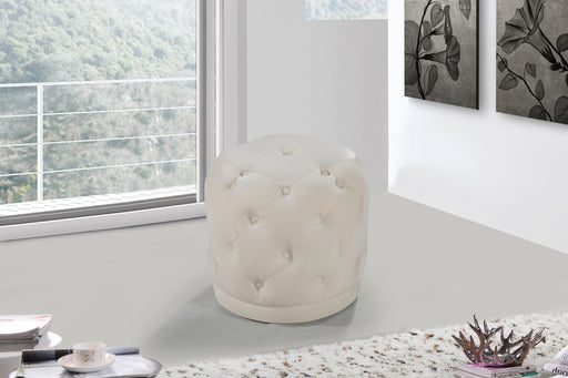 Harper Cream Velvet Ottoman/Stool - Furniture Stars (Chicago, IL)