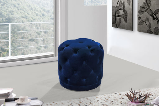 Harper Navy Velvet Ottoman/Stool - Furniture Stars (Chicago, IL)