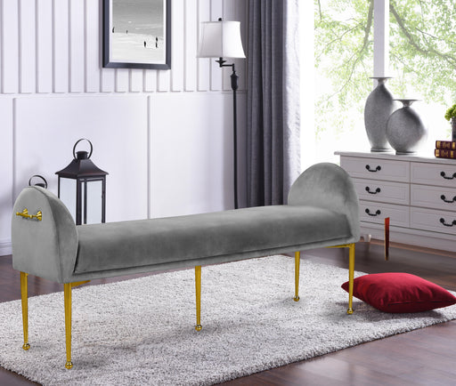Owen Grey Velvet Bench - Furniture Stars (Chicago, IL)
