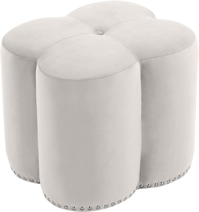 Clover Cream Velvet Ottoman - Furniture Stars (Chicago, IL)