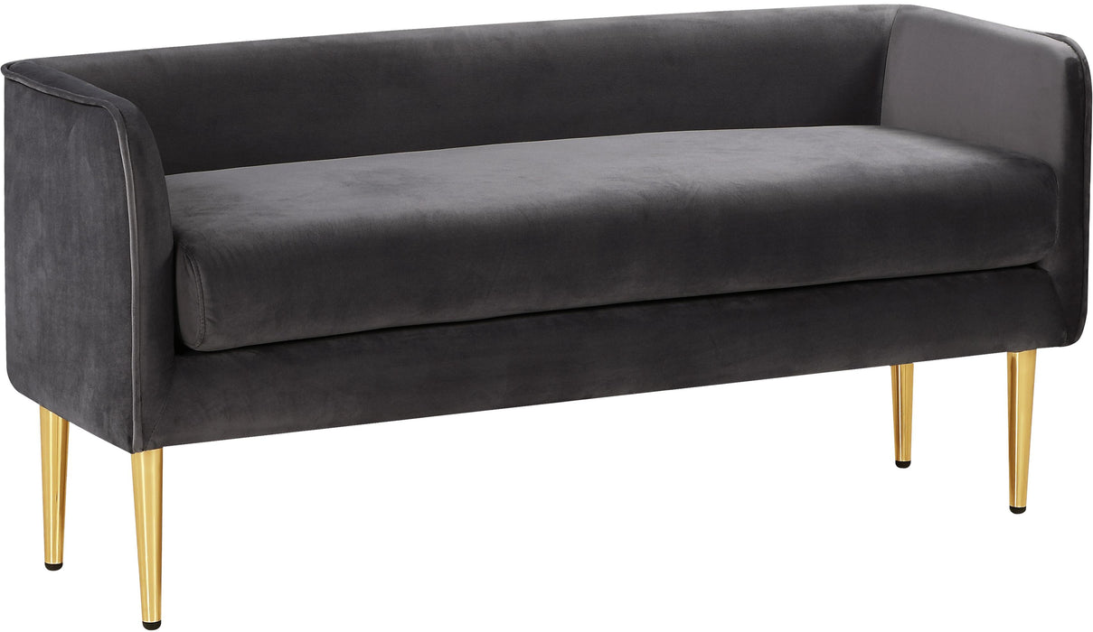 Audrey Grey Velvet Bench - Furniture Stars (Chicago, IL)