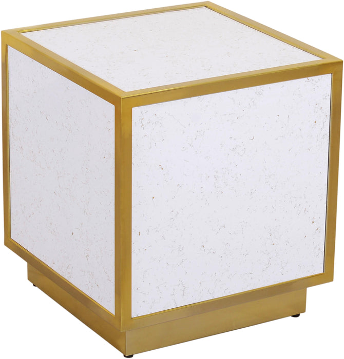 Glitz White Faux Marble End Table - Furniture Stars (Chicago, IL)