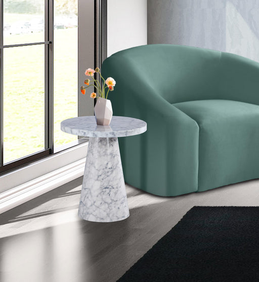 Omni White Faux Marble End Table - Furniture Stars (Chicago, IL)