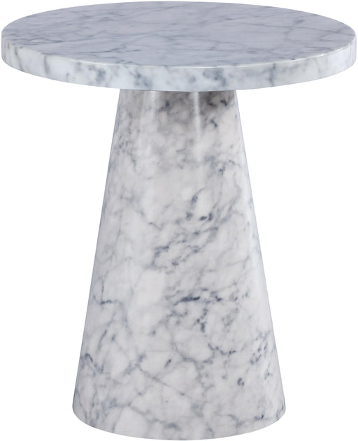 Omni White Faux Marble End Table - Furniture Stars (Chicago, IL)