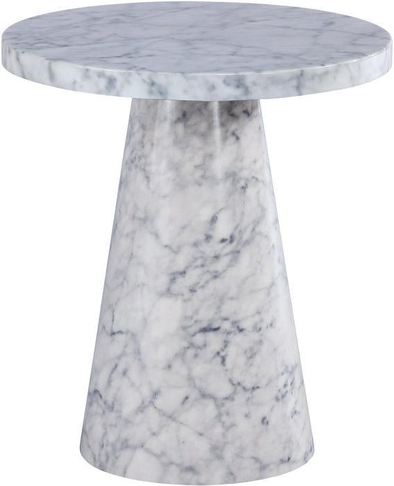 Omni White Faux Marble End Table - Furniture Stars (Chicago, IL)
