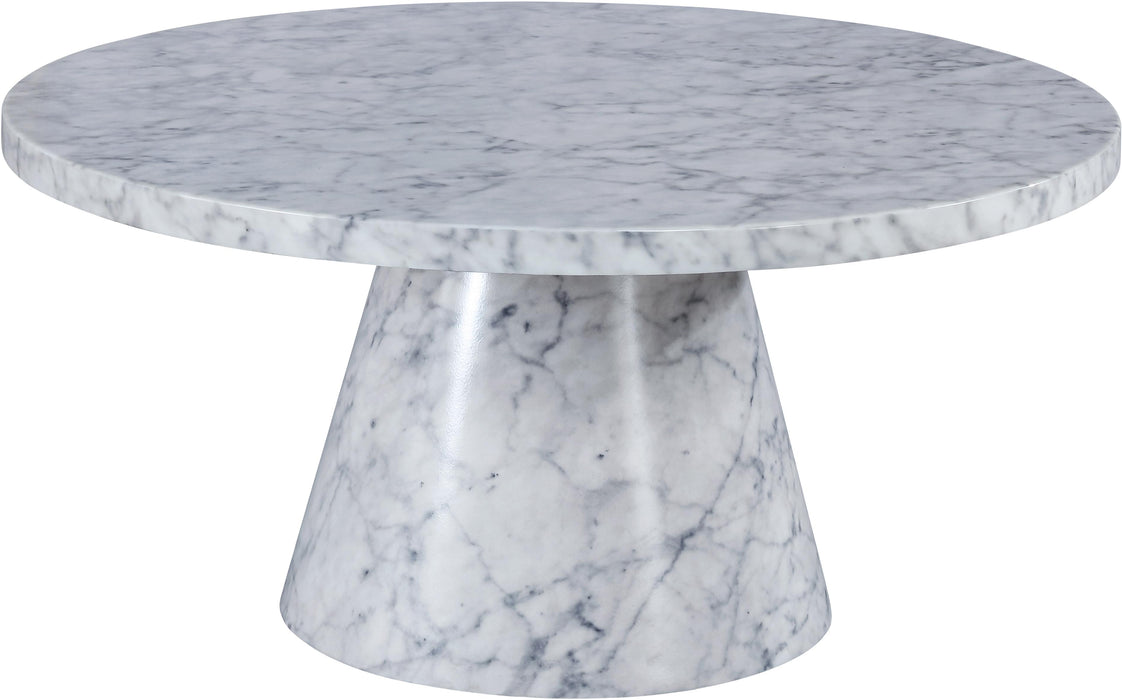 Omni White Faux Marble Coffee Table - Furniture Stars (Chicago, IL)