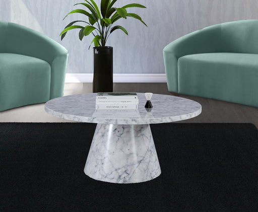 Omni White Faux Marble Coffee Table - Furniture Stars (Chicago, IL)