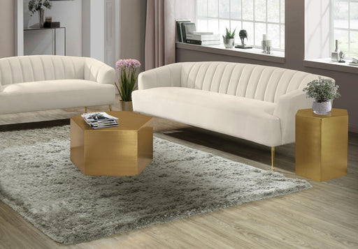 Hexagon Brushed Gold Coffee Table - Furniture Stars (Chicago, IL)