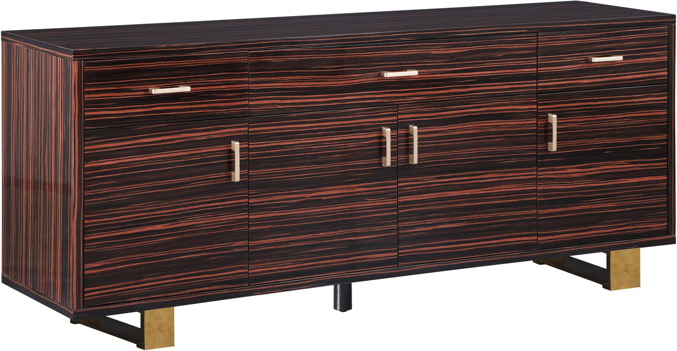 Excel Brown Zebra Wood Veneer Lacquer Sideboard/Buffet - Furniture Stars (Chicago, IL)