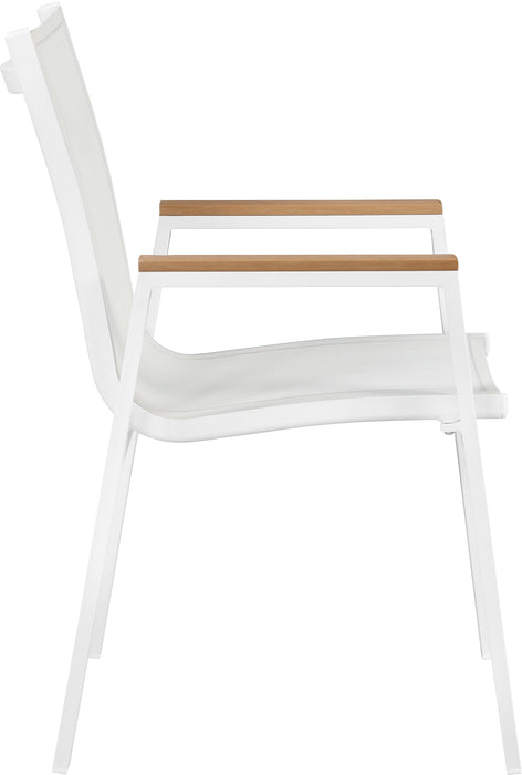 Nizuc White Mesh Waterproof Fabric Outdoor Patio Aluminum Mesh Dining Arm Chair - Furniture Stars (Chicago, IL)