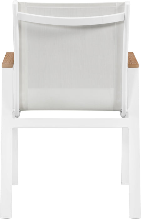 Nizuc White Mesh Waterproof Fabric Outdoor Patio Aluminum Mesh Dining Arm Chair - Furniture Stars (Chicago, IL)