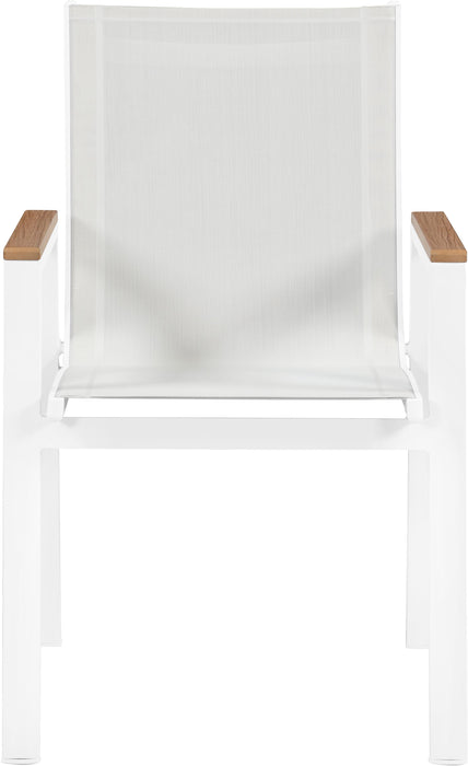 Nizuc White Mesh Waterproof Fabric Outdoor Patio Aluminum Mesh Dining Arm Chair - Furniture Stars (Chicago, IL)