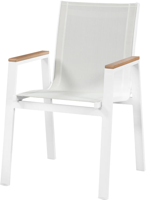 Nizuc White Mesh Waterproof Fabric Outdoor Patio Aluminum Mesh Dining Arm Chair - Furniture Stars (Chicago, IL)