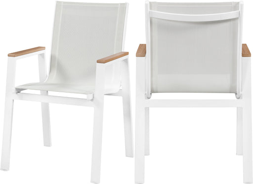 Nizuc White Mesh Waterproof Fabric Outdoor Patio Aluminum Mesh Dining Arm Chair - Furniture Stars (Chicago, IL)