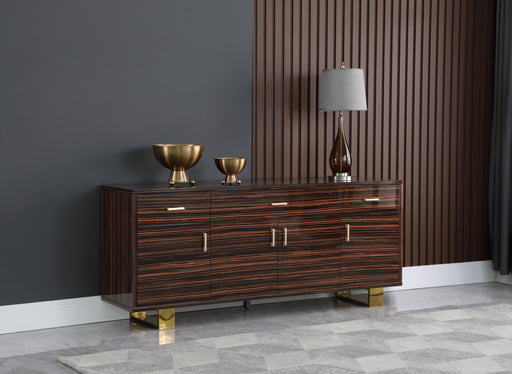 Excel Brown Zebra Wood Veneer Lacquer Sideboard/Buffet - Furniture Stars (Chicago, IL)
