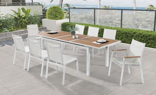 Nizuc White Mesh Waterproof Fabric Outdoor Patio Aluminum Mesh Dining Arm Chair - Furniture Stars (Chicago, IL)