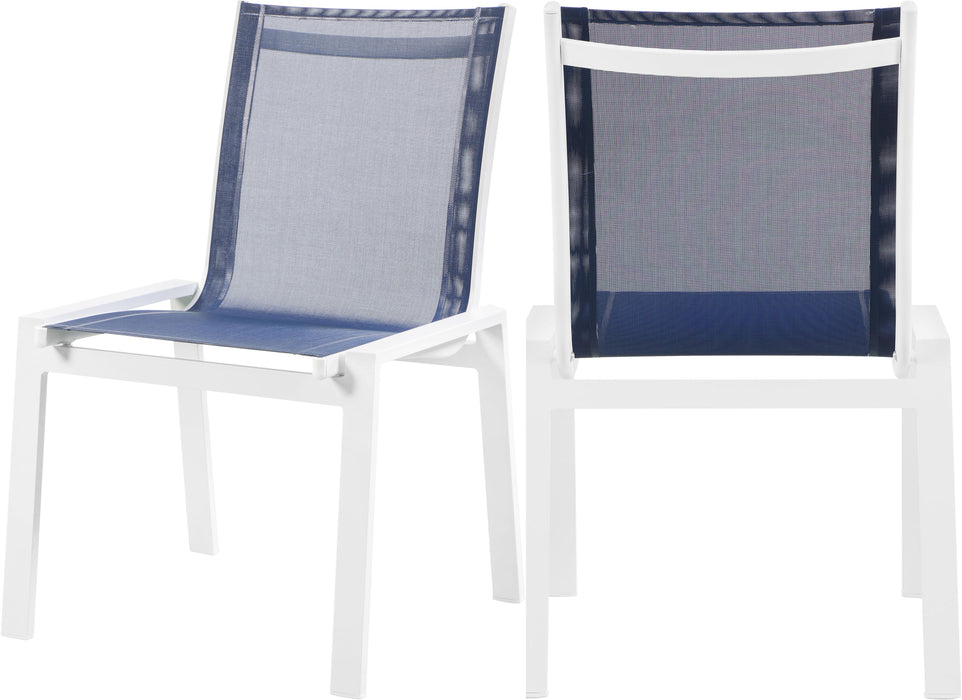 Nizuc Navy Mesh Waterproof Fabric Outdoor Patio Aluminum Mesh Dining Chair - Furniture Stars (Chicago, IL)
