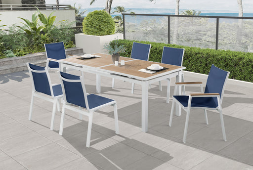 Nizuc Navy Mesh Waterproof Fabric Outdoor Patio Aluminum Mesh Dining Chair - Furniture Stars (Chicago, IL)