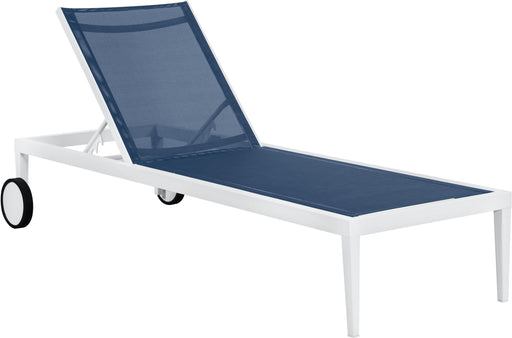 Nizuc Navy Mesh Waterproof Fabric Outdoor Patio Aluminum Mesh Chaise Lounge Chair - Furniture Stars (Chicago, IL)