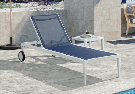 Nizuc Navy Mesh Waterproof Fabric Outdoor Patio Aluminum Mesh Chaise Lounge Chair - Furniture Stars (Chicago, IL)