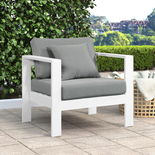 Nizuc Grey Waterproof Fabric Outdoor Patio Aluminum Arm Chair - Furniture Stars (Chicago, IL)