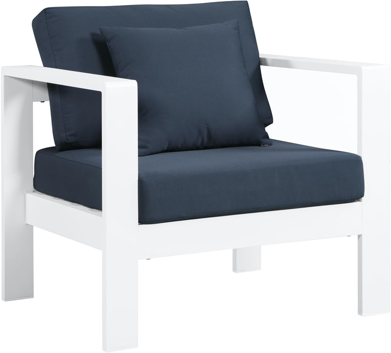 Nizuc Navy Waterproof Fabric Outdoor Patio Aluminum Arm Chair - Furniture Stars (Chicago, IL)