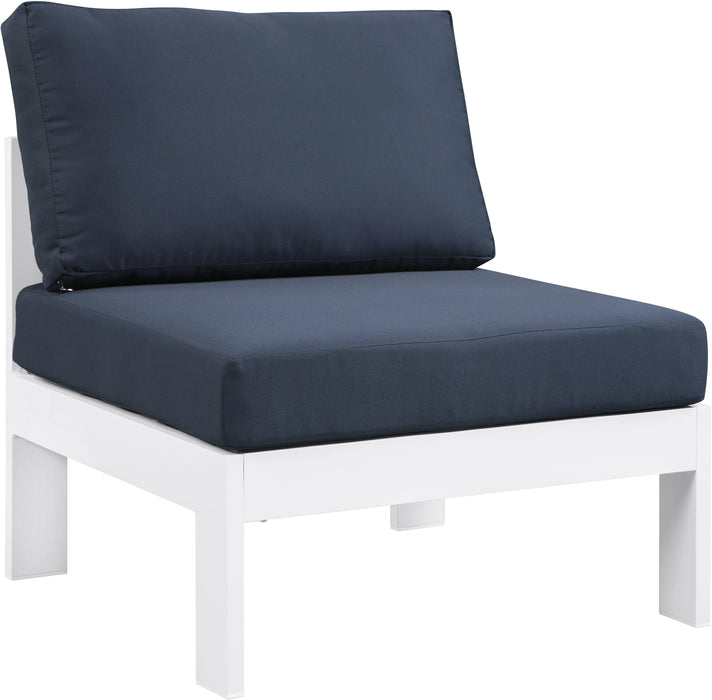 Nizuc Navy Waterproof Fabric Outdoor Patio Aluminum Armless Chair - Furniture Stars (Chicago, IL)