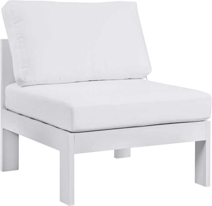 Nizuc White Waterproof Fabric Outdoor Patio Aluminum Armless Chair - Furniture Stars (Chicago, IL)