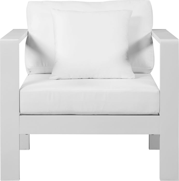 Nizuc White Waterproof Fabric Outdoor Patio Aluminum Arm Chair - Furniture Stars (Chicago, IL)