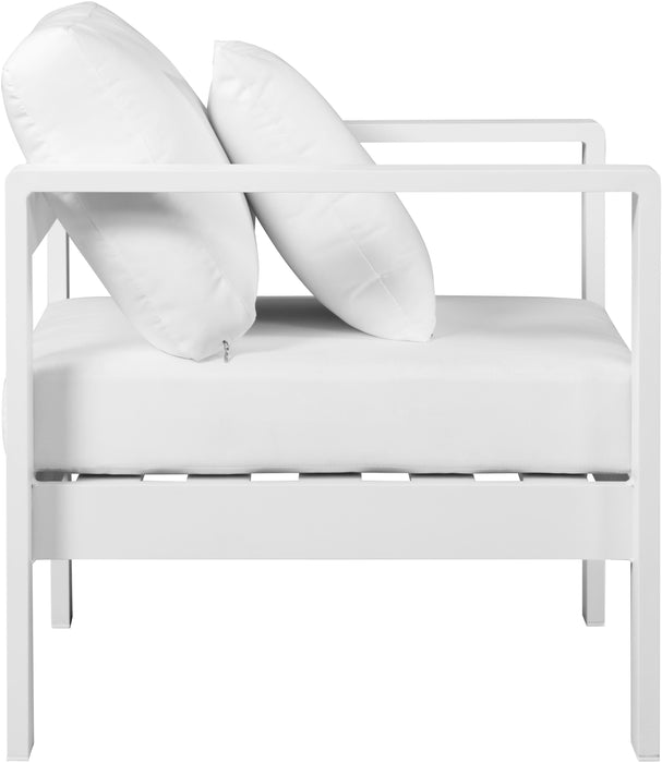 Nizuc White Waterproof Fabric Outdoor Patio Aluminum Arm Chair - Furniture Stars (Chicago, IL)