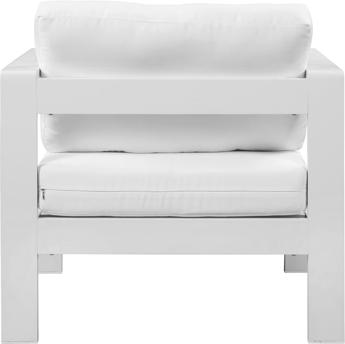 Nizuc White Waterproof Fabric Outdoor Patio Aluminum Arm Chair - Furniture Stars (Chicago, IL)