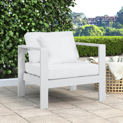 Nizuc White Waterproof Fabric Outdoor Patio Aluminum Arm Chair - Furniture Stars (Chicago, IL)