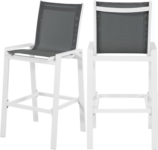 Nizuc Grey Mesh Waterproof Fabric Outdoor Patio Aluminum Mesh Barstool - Furniture Stars (Chicago, IL)