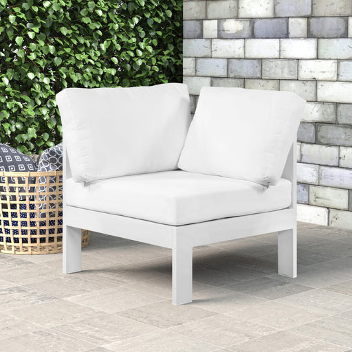 Nizuc White Waterproof Fabric Outdoor Patio Aluminum Corner Chair - Furniture Stars (Chicago, IL)