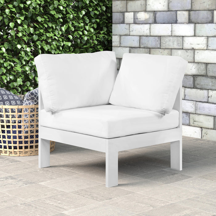 Nizuc White Waterproof Fabric Outdoor Patio Aluminum Corner Chair - Furniture Stars (Chicago, IL)