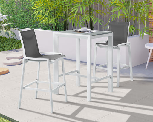 Nizuc Grey Mesh Waterproof Fabric Outdoor Patio Aluminum Mesh Barstool - Furniture Stars (Chicago, IL)