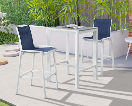 Nizuc Navy Mesh Waterproof Fabric Outdoor Patio Aluminum Mesh Barstool - Furniture Stars (Chicago, IL)