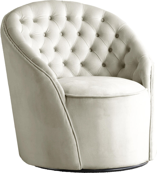 Alessio Cream Velvet Accent Chair - Furniture Stars (Chicago, IL)