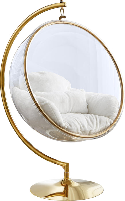 Luna White Faux Fur Acrylic Swing Accent Chair - Furniture Stars (Chicago, IL)