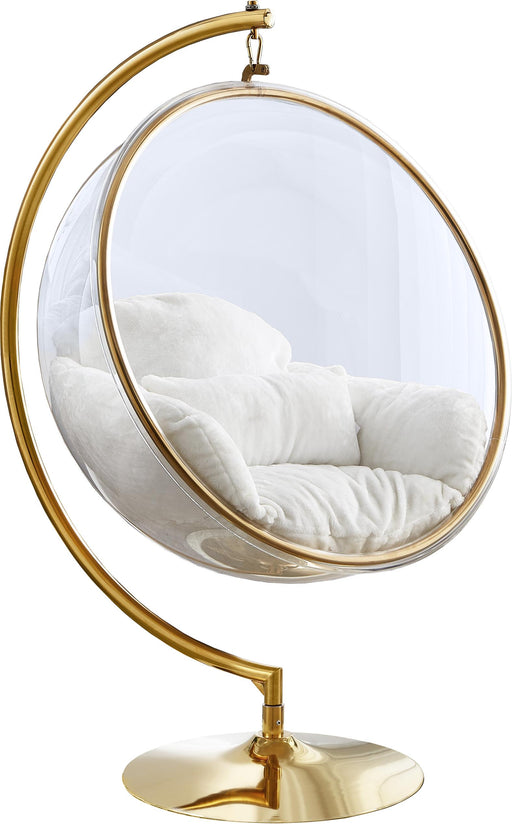 Luna White Faux Fur Acrylic Swing Accent Chair - Furniture Stars (Chicago, IL)