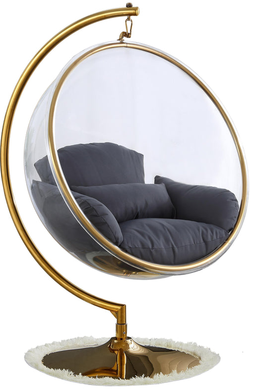 Luna Grey Fabric Acrylic Swing Bubble Accent Chair (2 Boxes) - Furniture Stars (Chicago, IL)