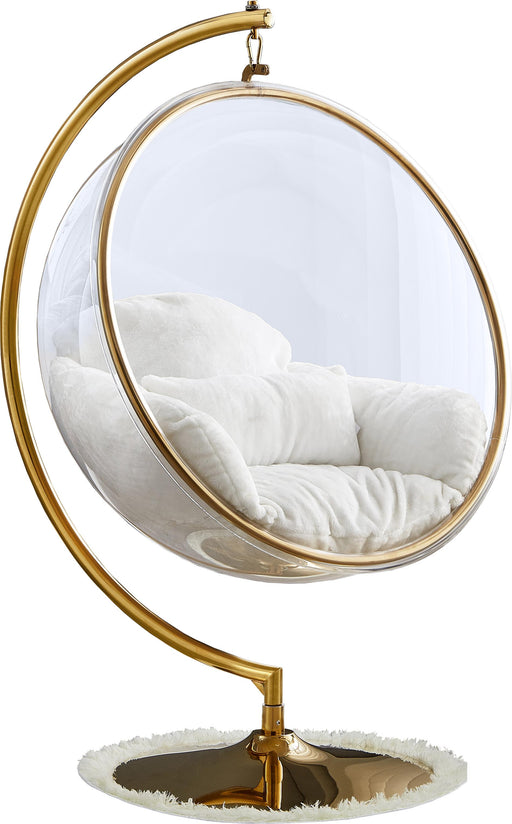 Luna White Faux Fur Acrylic Swing Accent Chair - Furniture Stars (Chicago, IL)
