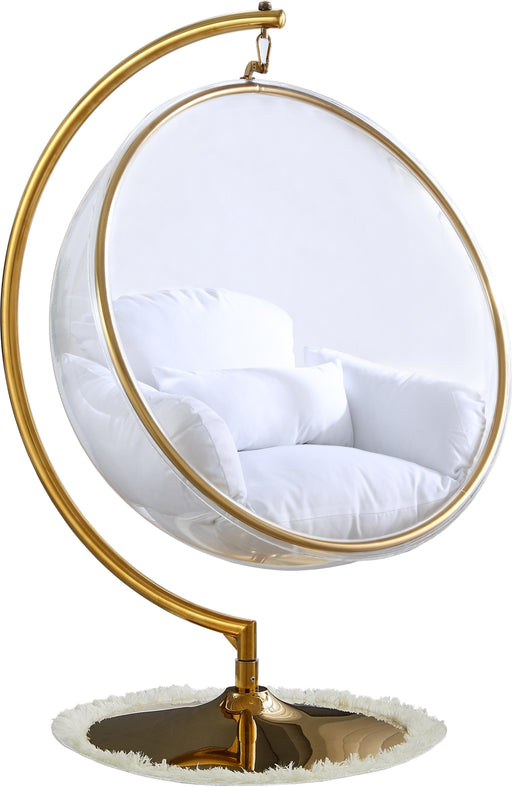 Luna White Fabric Acrylic Swing Bubble Accent Chair (2 Boxes) - Furniture Stars (Chicago, IL)