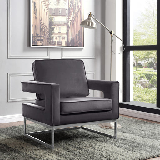 Noah Grey Velvet Accent Chair - Furniture Stars (Chicago, IL)
