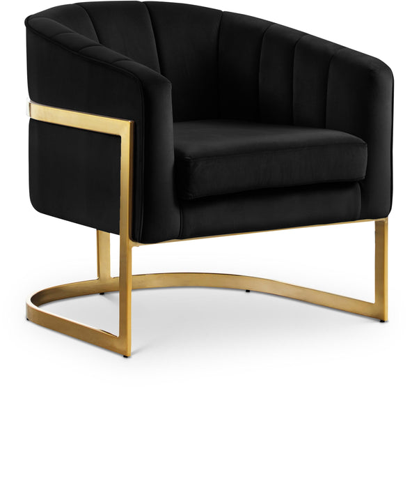 Carter Black Velvet Accent Chair - Furniture Stars (Chicago, IL)